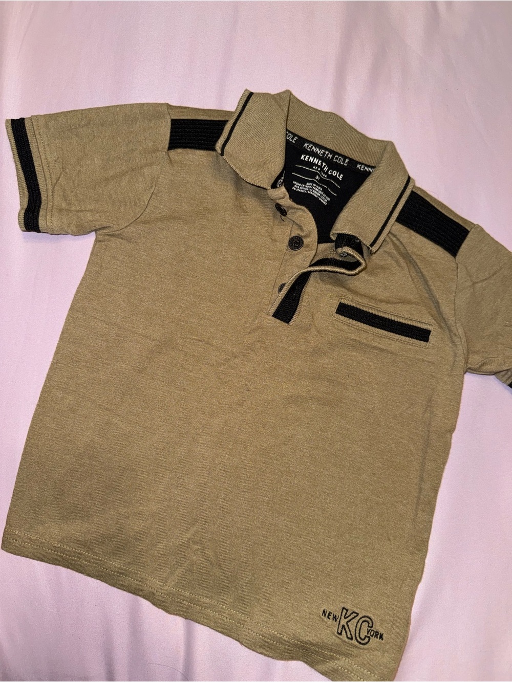 Kenneth Cole Kids Tan Polo with Black Trim Accents